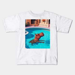 Hippo in a Swimming Pool Kids T-Shirt